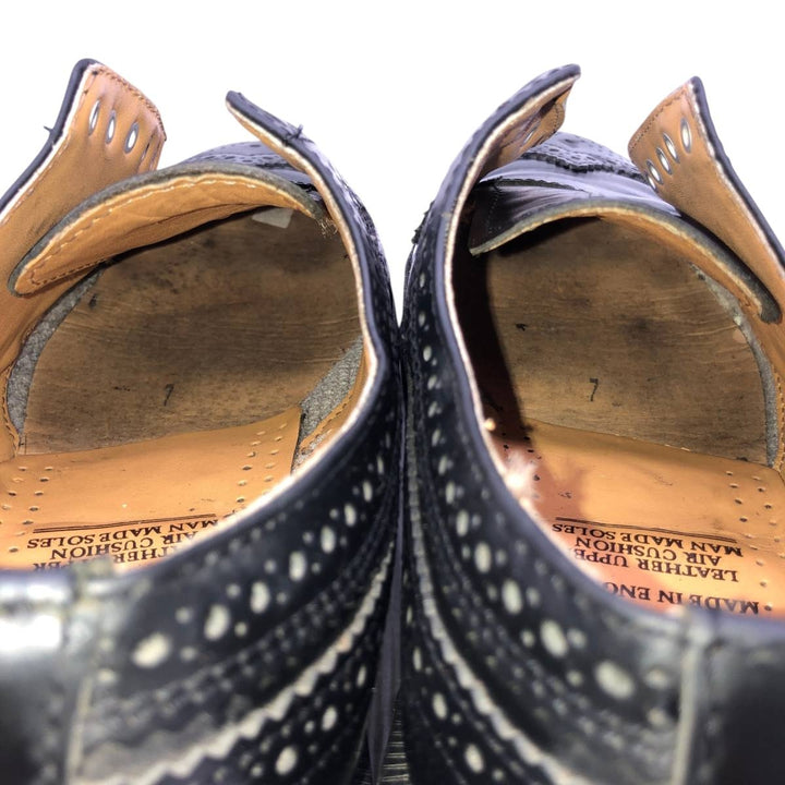 Dr. Martens full brogue wingtip shoes, made in England, size 7 Men's 25.5cm unclear black type Vintage Second Hand
