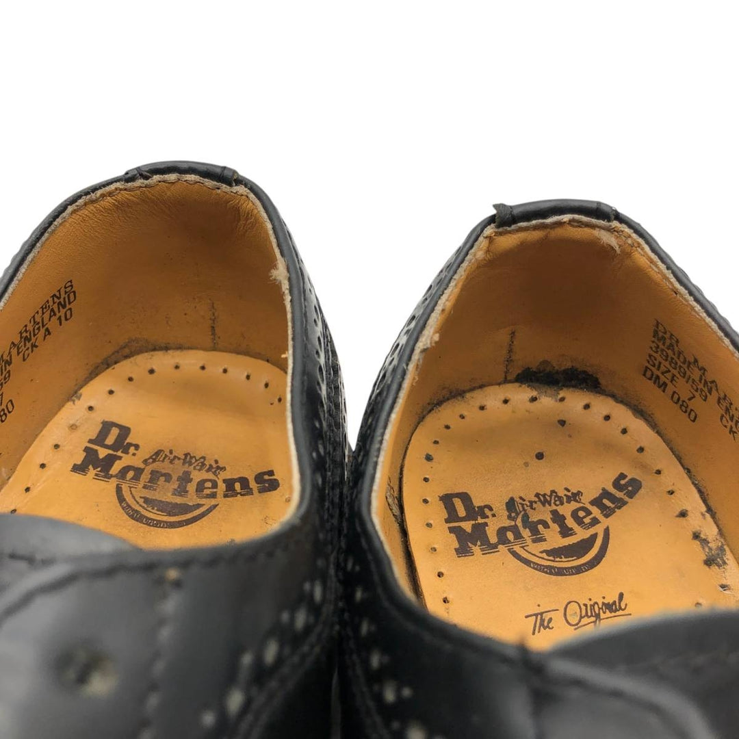 Dr. Martens full brogue wingtip shoes, made in England, size 7 Men's 25.5cm unclear black type Vintage Second Hand