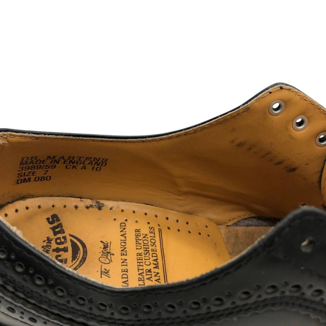 Dr. Martens full brogue wingtip shoes, made in England, size 7 Men's 25.5cm unclear black type Vintage Second Hand