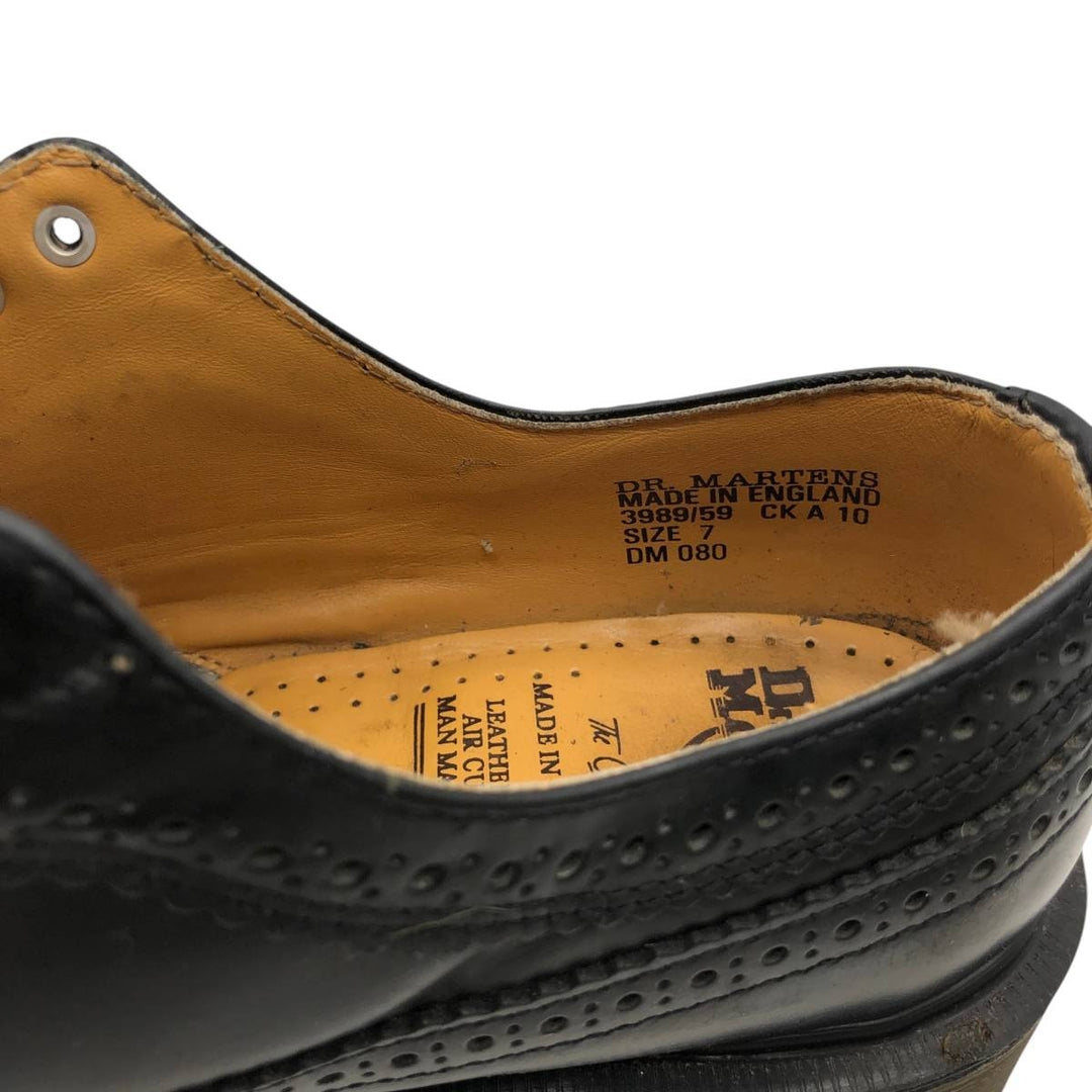 Dr. Martens full brogue wingtip shoes, made in England, size 7 Men's 25.5cm unclear black type Vintage Second Hand