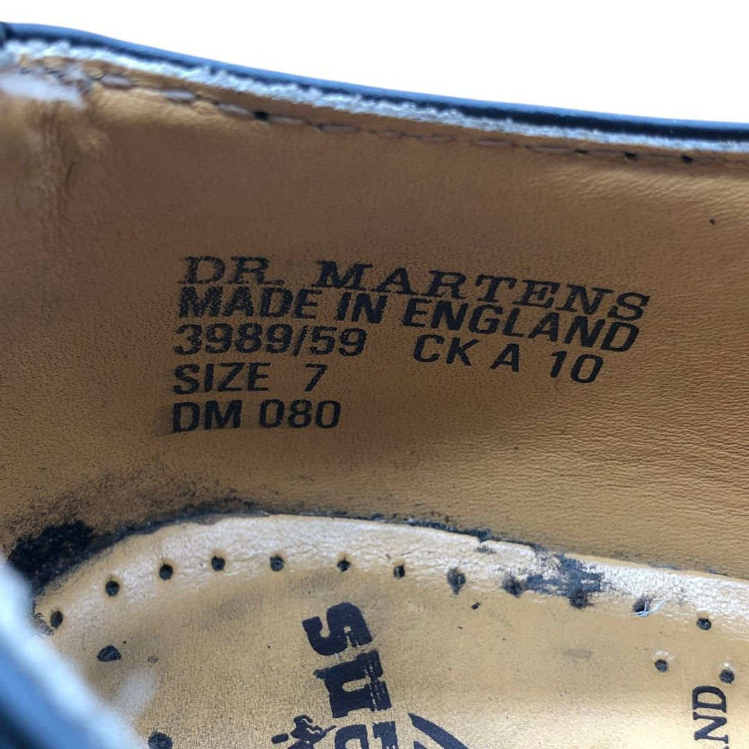 Dr. Martens full brogue wingtip shoes, made in England, size 7 Men's 25.5cm unclear black type Vintage Second Hand