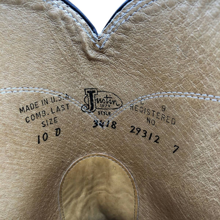 Justin 3418 Roper Boots, Made in USA, Size 10 D Men's 28.0cm unclear brown type Vintage Second Hand