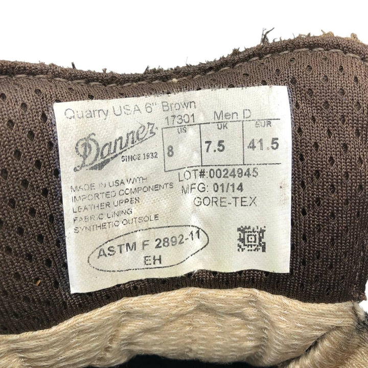 Danner 17301 Quarry USA 6" - Blown GORE-TEX Thick-soled Steel-toe Work Boots, Made in USA, Size 8D Men's 26.0cm genuine leather brown type Vintage Second Hand