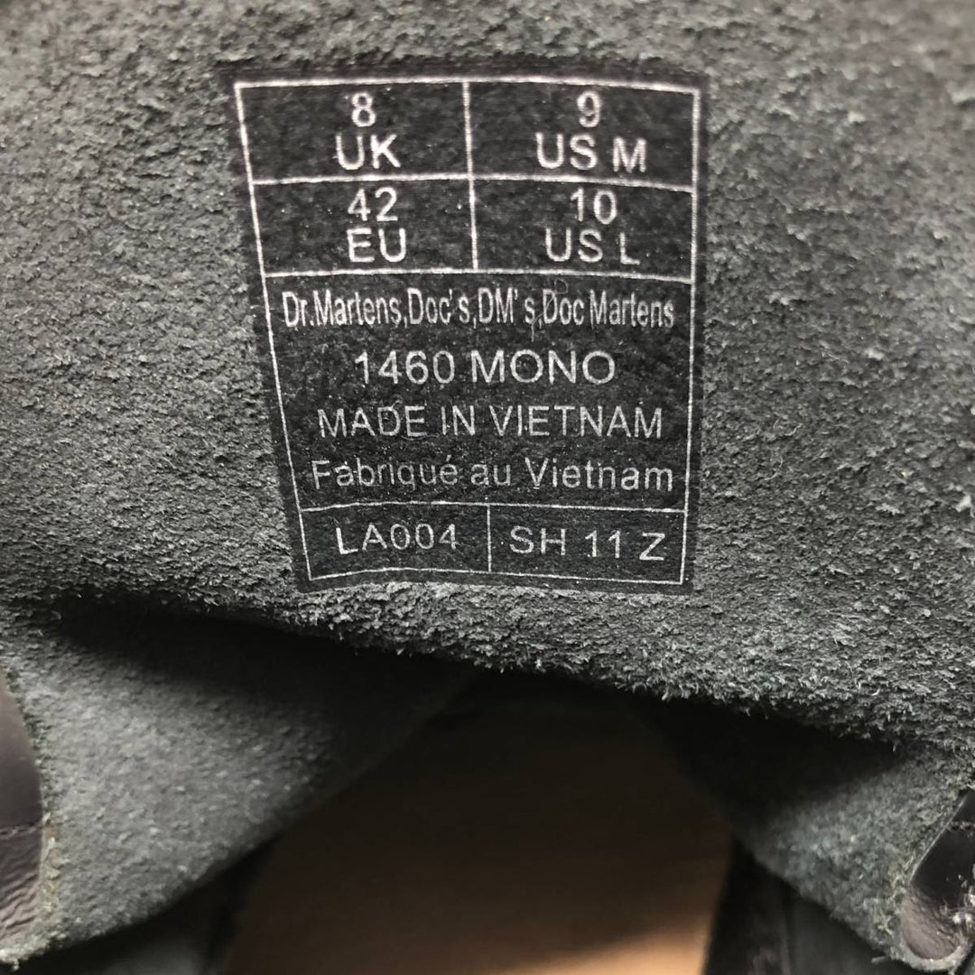 Dr. Martens 1460 MONO 8-hole boots, size 8 Men's 27.0cm unclear black type Vintage Second Hand