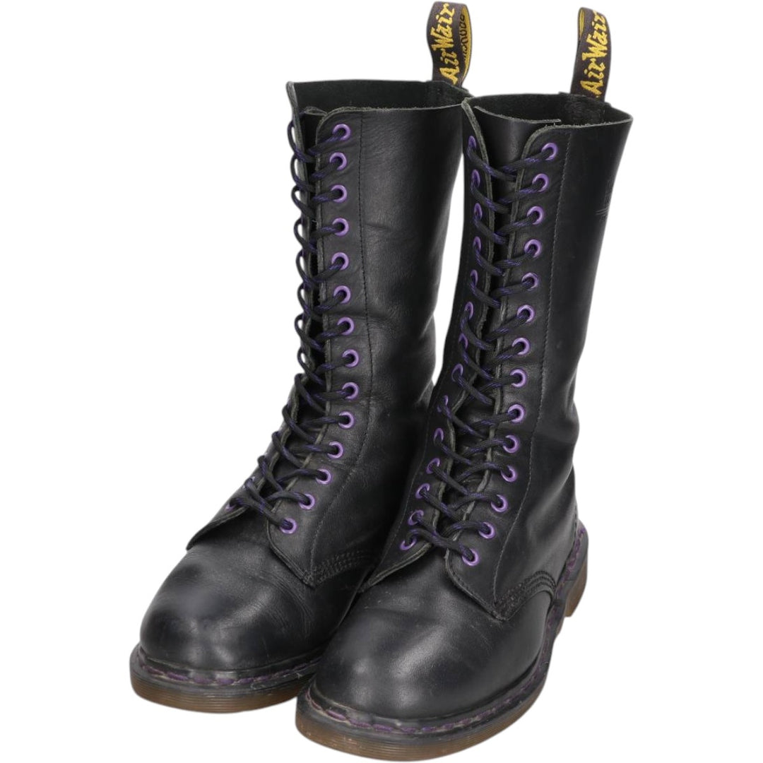 1990s Dr. Martens 14-hole boots, made in England, size 8 (equivalent to men's 10.6"), vintage /saa017125 Men's 27.0cm unclear black type Vintage Second Hand