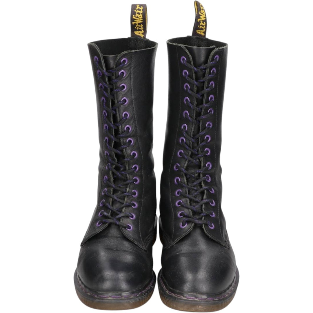 1990s Dr. Martens 14-hole boots, made in England, size 8 (equivalent to men's 10.6"), vintage /saa017125 Men's 27.0cm unclear black type Vintage Second Hand