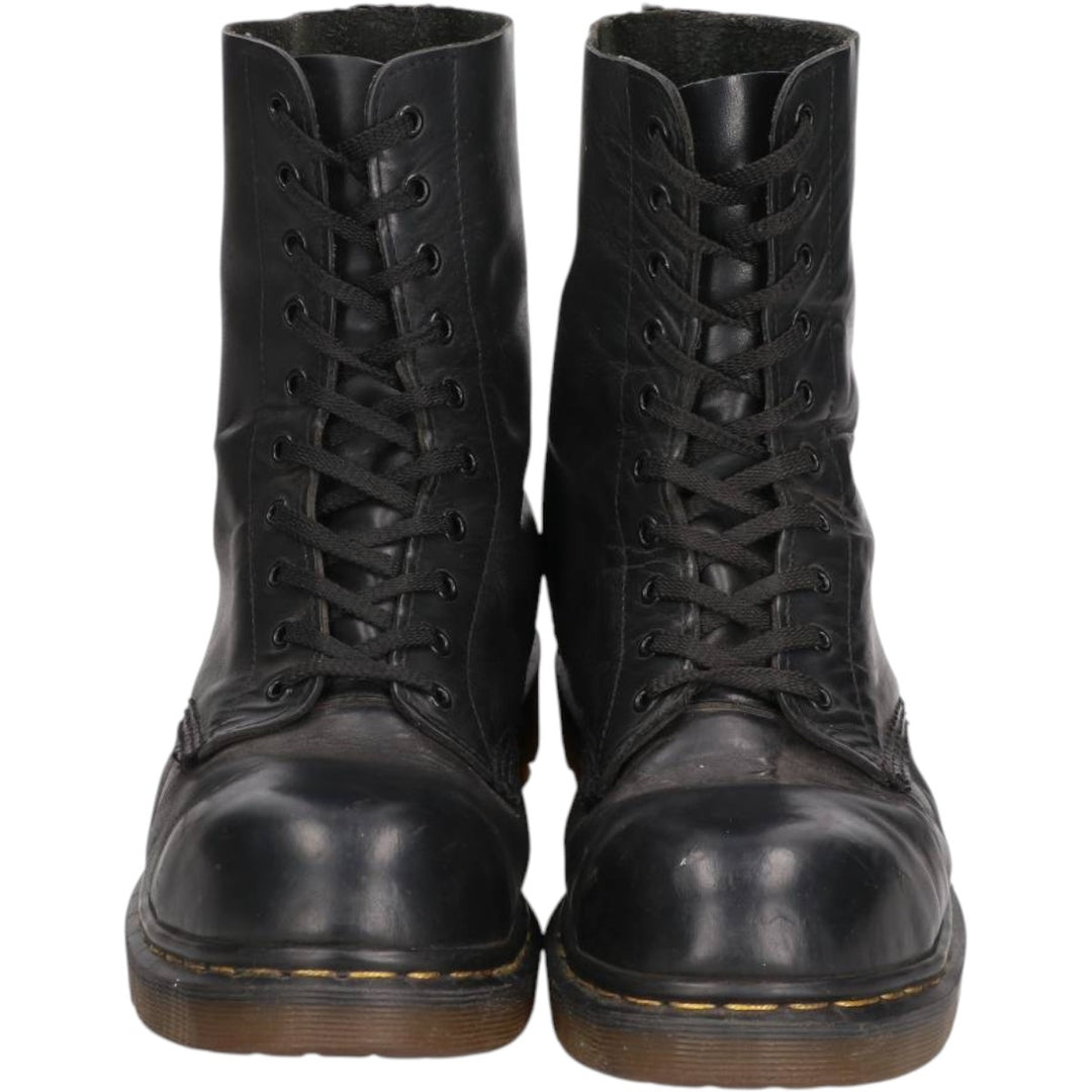 1990s Dr. Martens Steel Toe 10-Hole Boots, Made in England, Size 8 (Men's equivalent to 10.4"), Vintage /saa017126 Men's 26.5cm genuine leather black type Vintage Second Hand