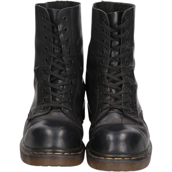 1990s Dr. Martens Steel Toe 10-Hole Boots, Made in England, Size 8 (Men's equivalent to 10.4"), Vintage /saa017126 Men's 26.5cm genuine leather black type Vintage Second Hand