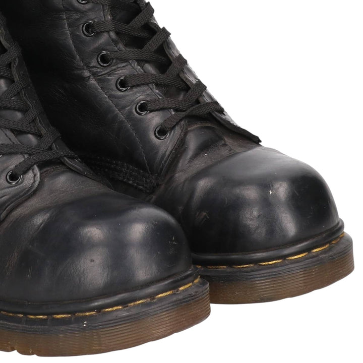 1990s Dr. Martens Steel Toe 10-Hole Boots, Made in England, Size 8 (Men's equivalent to 10.4"), Vintage /saa017126 Men's 26.5cm genuine leather black type Vintage Second Hand