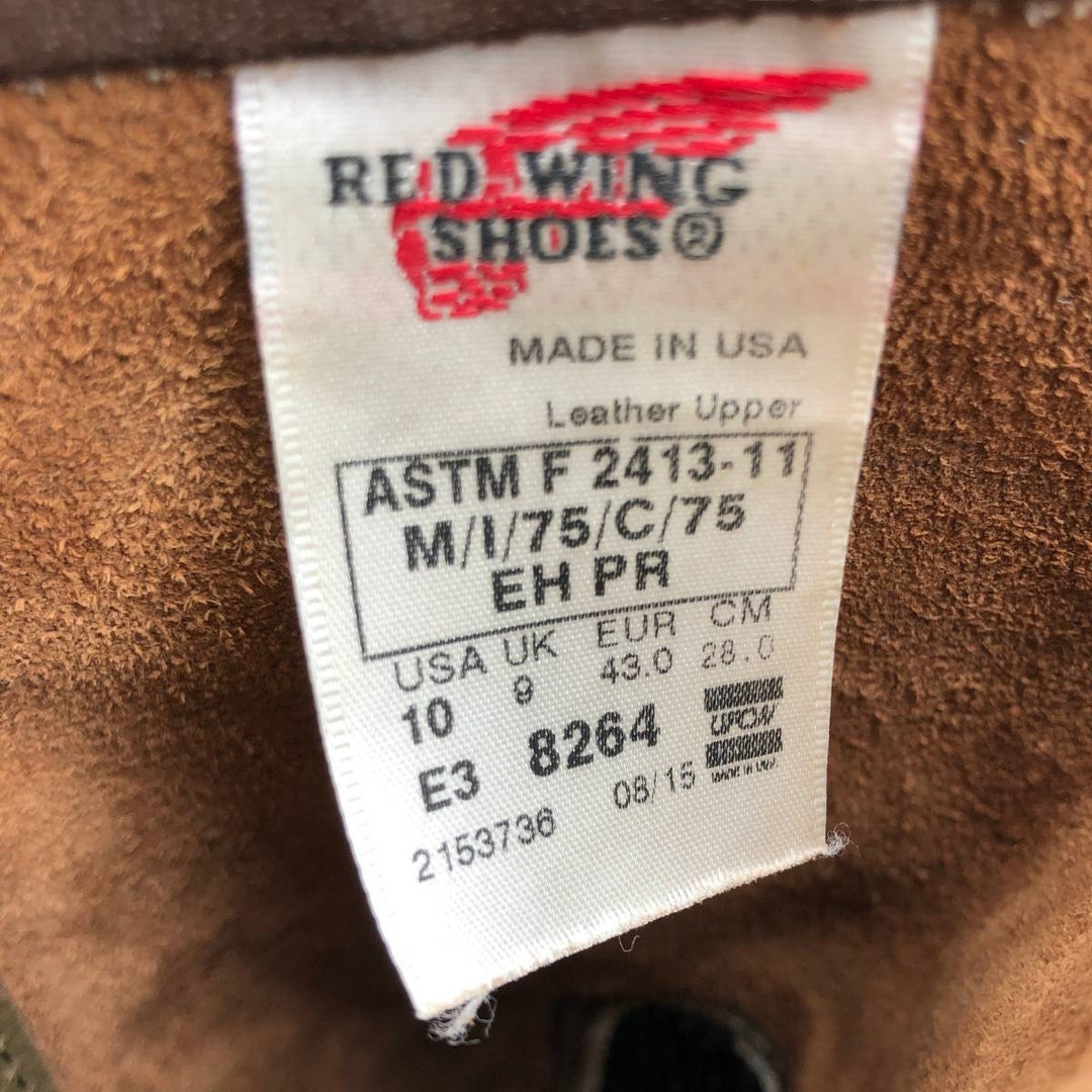 Red Wing 8264 Steel Toe Pecos Boots, Made in USA, Size 10 (3E), Men's 11" equivalent, Vintage /saa017144 Men's 28.0cm genuine leather brown type Vintage Second Hand