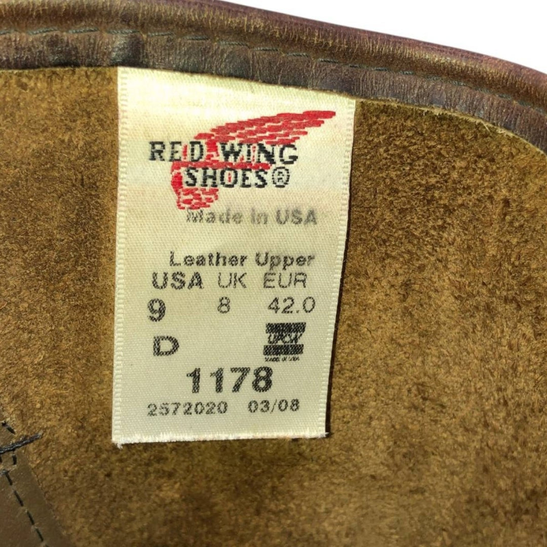Red Wing 1178 Pecos Boots, Made in USA, Size 9 D Men's 27.0cm genuine leather brown type Vintage Second Hand