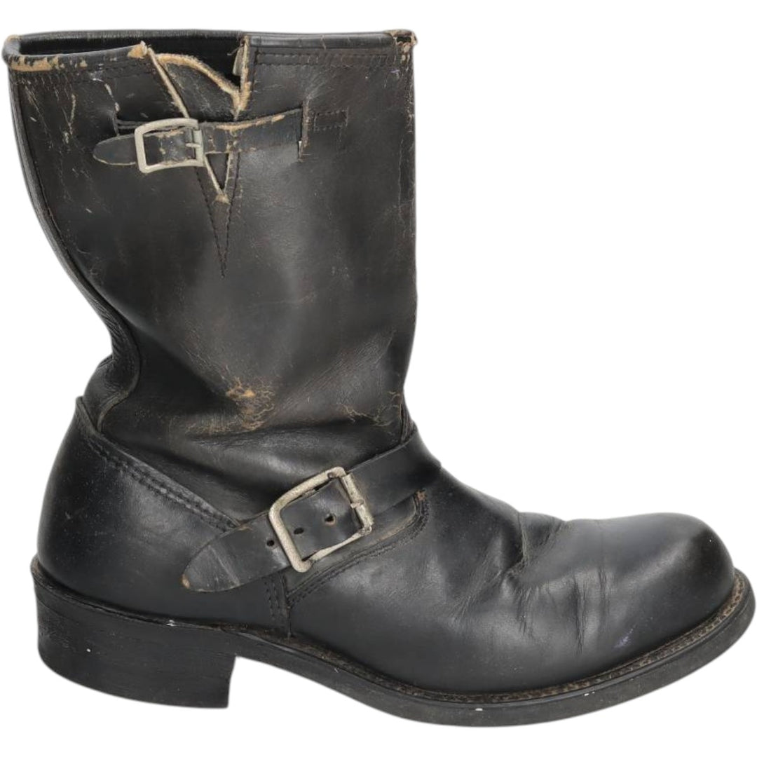 Engineer boots, size 9 D Men's 27.0cm genuine leather black type Vintage Second Hand