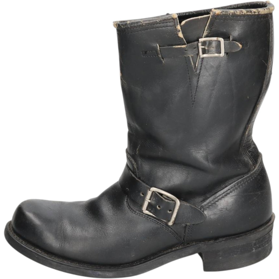 Engineer boots, size 9 D Men's 27.0cm genuine leather black type Vintage Second Hand