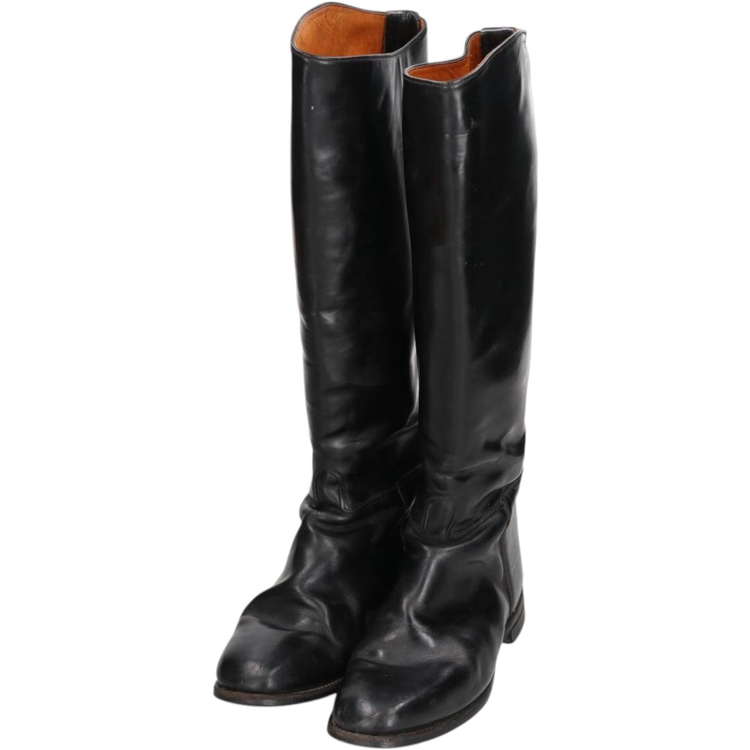 REGENT Jockey Riding Boots, Long Boots, Made in England, Size 7 Men's 25.0cm genuine leather black type Vintage Second Hand