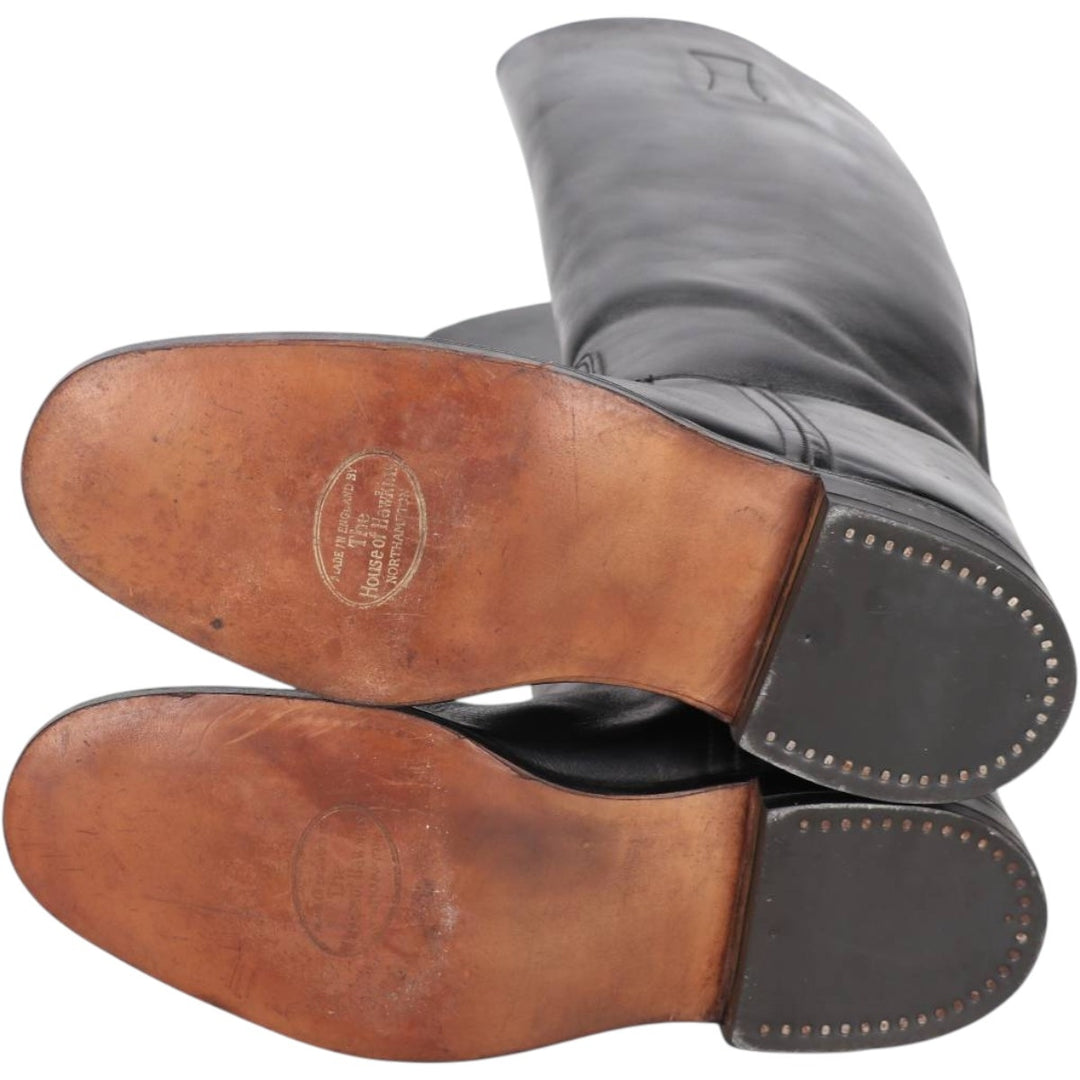 Hawkins The House of Hawkins Jockey Riding Boots, Long Boots, Made in England, Size 8E Men's 26.0cm unclear black type Vintage Second Hand