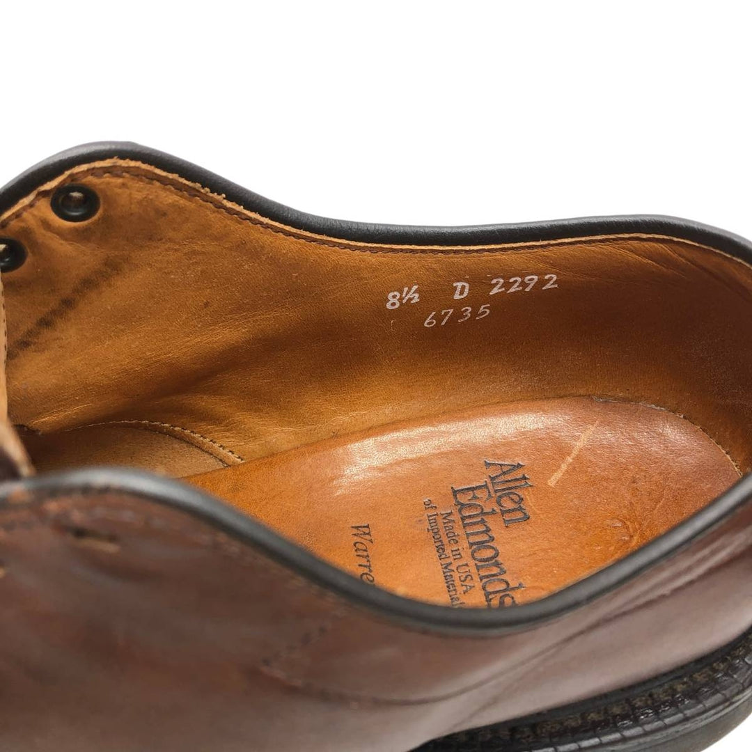 Allen Edmonds Warren Swirl Tip Leather Shoes, Made in USA, Size 8 1/2 D Men's 26.5cm unclear brown type Vintage Second Hand