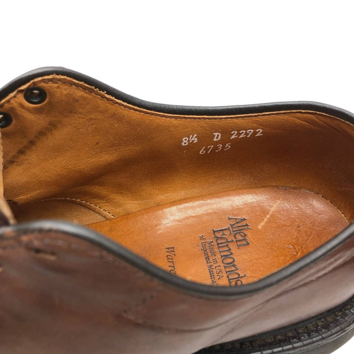 Allen Edmonds Warren Swirl Tip Leather Shoes, Made in USA, Size 8 1/2 D Men's 26.5cm unclear brown type Vintage Second Hand
