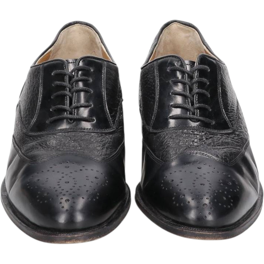Johnston & Murphy DOMANI Semi-Brogue Straight Tip Shoes, Made in Italy, Size 9 M Men's 27.0cm unclear black type Vintage Second Hand