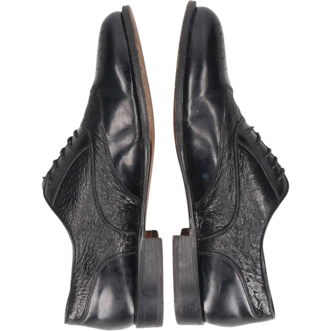 Johnston & Murphy DOMANI Semi-Brogue Straight Tip Shoes, Made in Italy, Size 9 M Men's 27.0cm unclear black type Vintage Second Hand