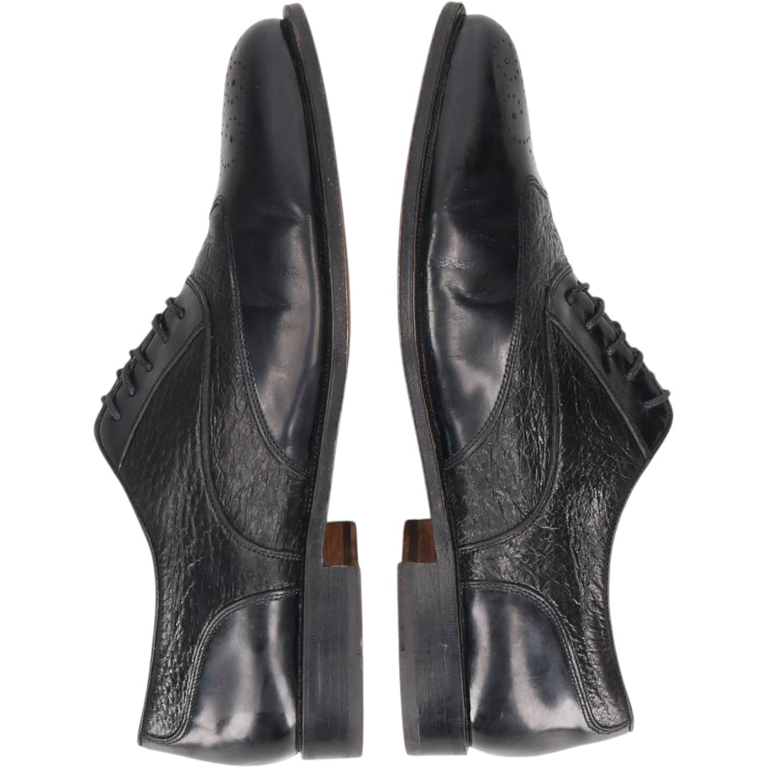 Johnston & Murphy DOMANI Semi-Brogue Straight Tip Shoes, Made in Italy, Size 9 M Men's 27.0cm unclear black type Vintage Second Hand