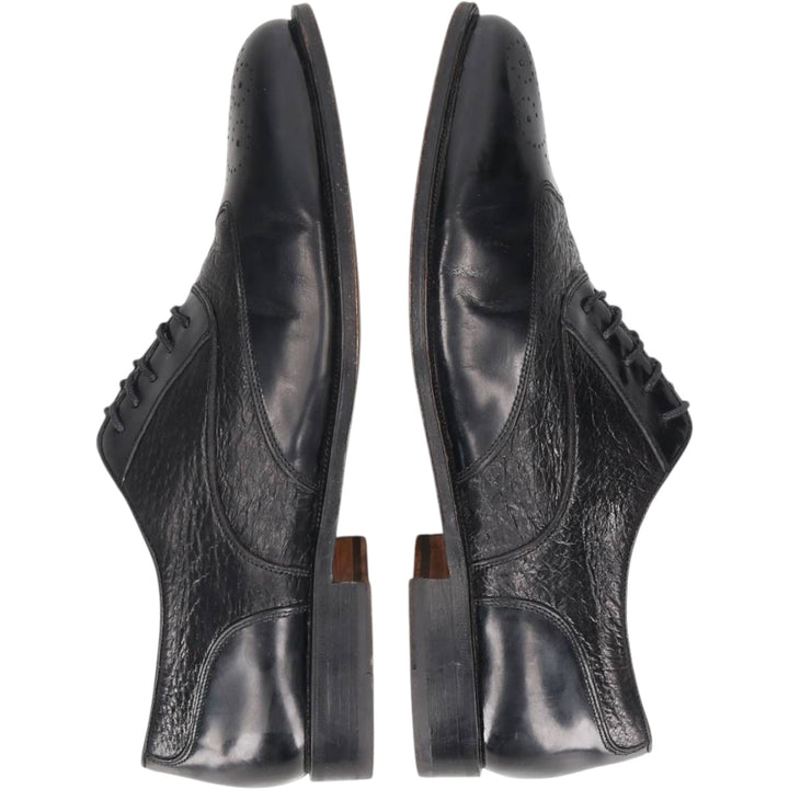 Johnston & Murphy DOMANI Semi-Brogue Straight Tip Shoes, Made in Italy, Size 9 M Men's 27.0cm unclear black type Vintage Second Hand