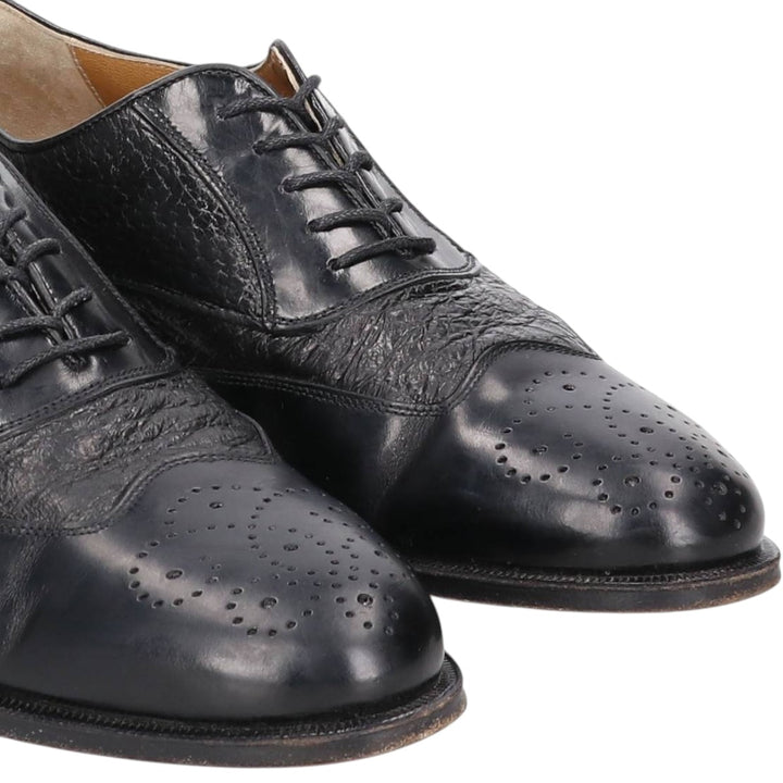 Johnston & Murphy DOMANI Semi-Brogue Straight Tip Shoes, Made in Italy, Size 9 M Men's 27.0cm unclear black type Vintage Second Hand