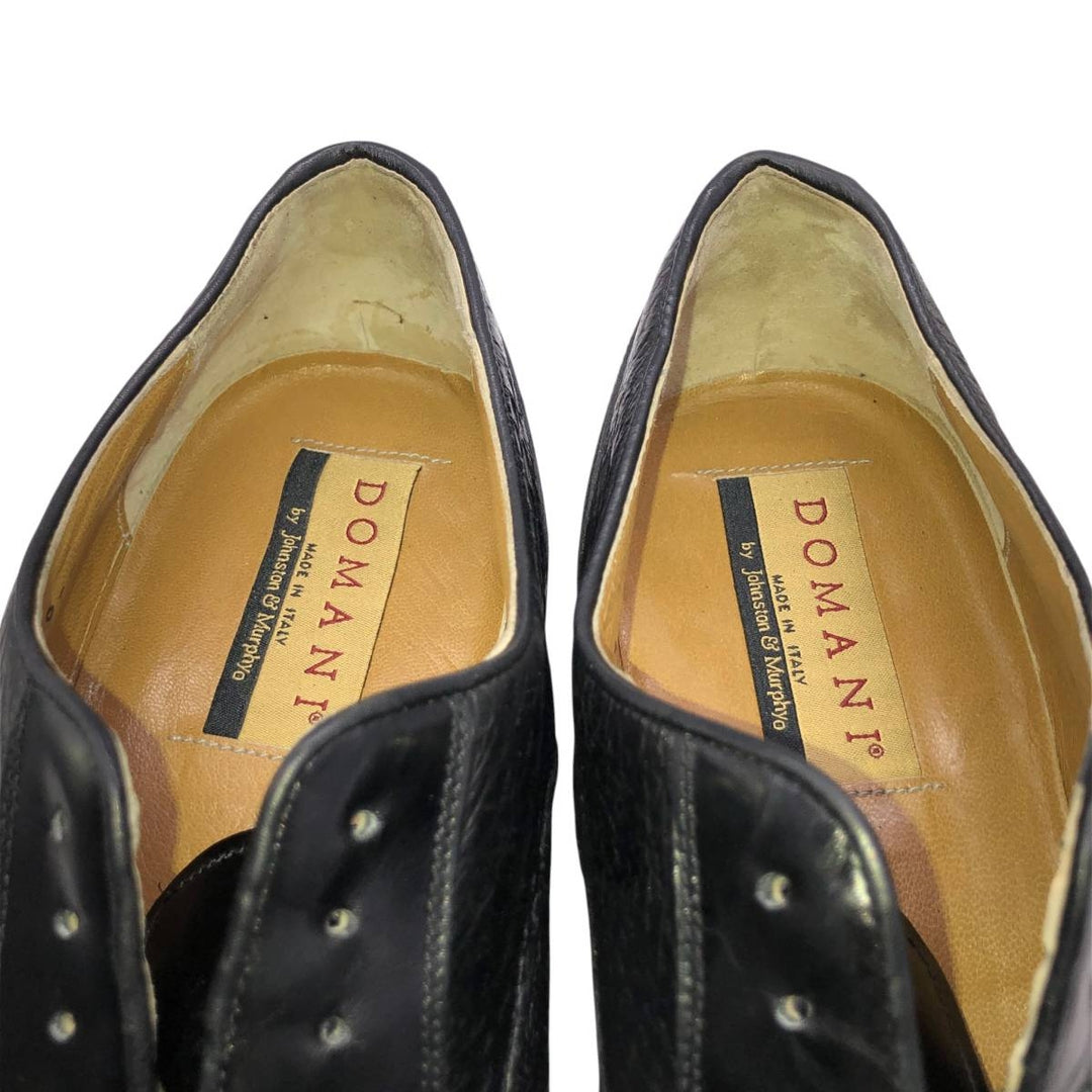 Johnston & Murphy DOMANI Semi-Brogue Straight Tip Shoes, Made in Italy, Size 9 M Men's 27.0cm unclear black type Vintage Second Hand