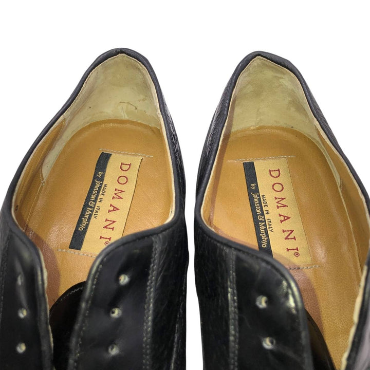 Johnston & Murphy DOMANI Semi-Brogue Straight Tip Shoes, Made in Italy, Size 9 M Men's 27.0cm unclear black type Vintage Second Hand