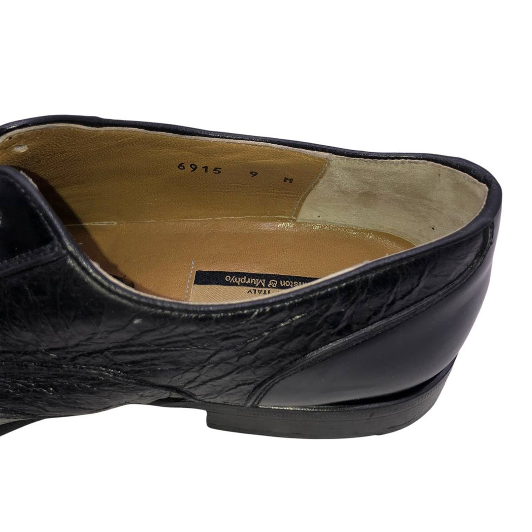 Johnston & Murphy DOMANI Semi-Brogue Straight Tip Shoes, Made in Italy, Size 9 M Men's 27.0cm unclear black type Vintage Second Hand