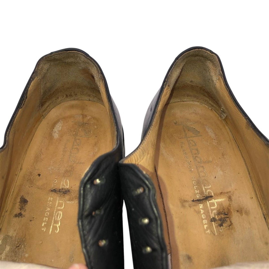Handmacher Braided Plain Toe Shoes, Size 9 1/2 Men's 28.0cm unclear black type Vintage Second Hand