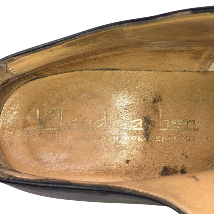 Handmacher Braided Plain Toe Shoes, Size 9 1/2 Men's 28.0cm unclear black type Vintage Second Hand