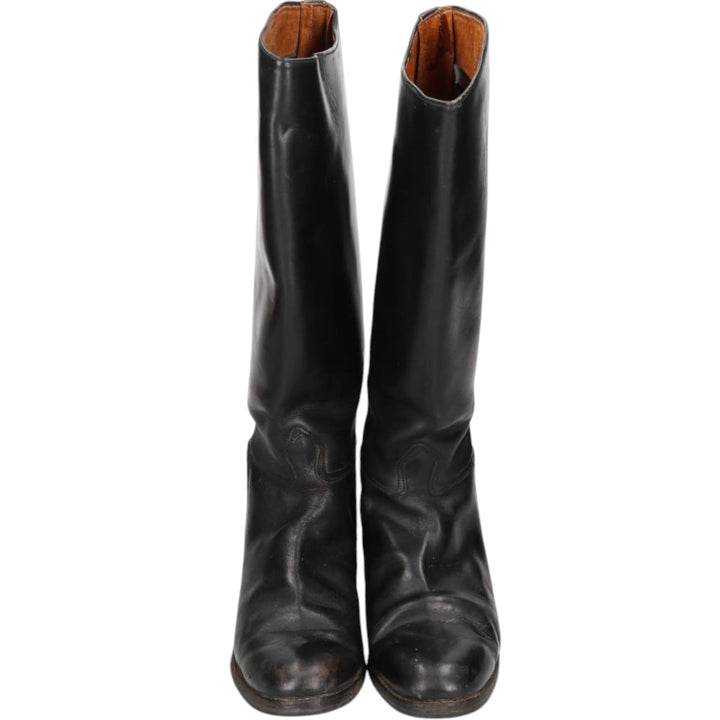 Plain Jockey Riding Boots, Long Boots, Made in Italy, Size 7 1/2 Men's 26.0cm unclear black type Vintage Second Hand
