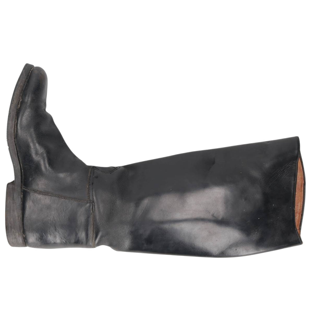 Plain Jockey Riding Boots, Long Boots, Made in Italy, Size 7 1/2 Men's 26.0cm unclear black type Vintage Second Hand