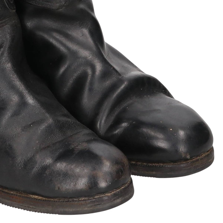 Plain Jockey Riding Boots, Long Boots, Made in Italy, Size 7 1/2 Men's 26.0cm unclear black type Vintage Second Hand