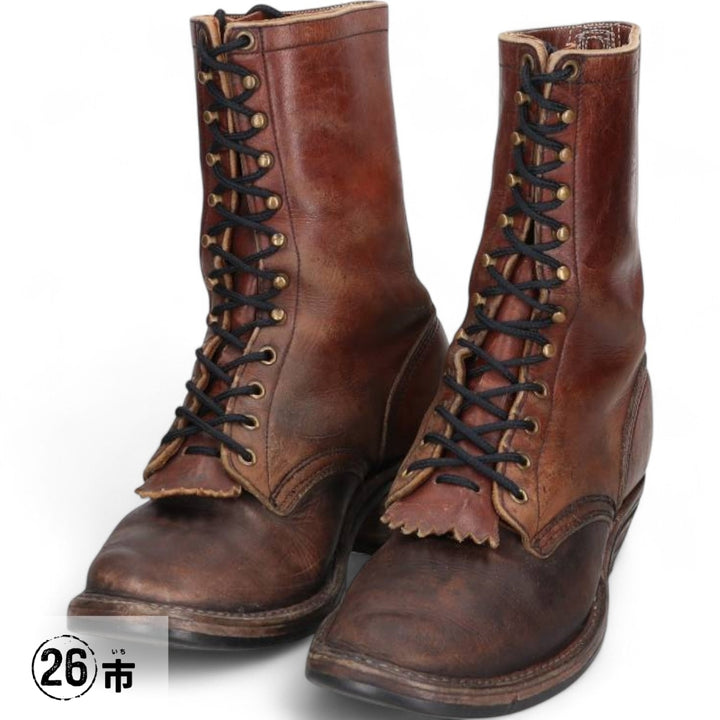 White's Quilted Tan Logger Boots, Men's, Size 10.4", Vintage /svb001017 Men's 26.5cm genuine leather brown type Vintage Second Hand