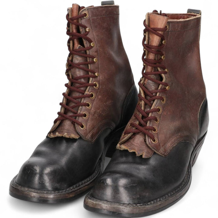 White's Quilted Tan Two-Tone Steel Toe Logger Boots, Size 10 1/2F Men's 28.5cm genuine leather brown type Vintage Second Hand