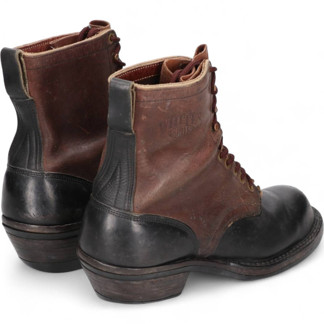 White's Quilted Tan Two-Tone Steel Toe Logger Boots, Size 10 1/2F Men's 28.5cm genuine leather brown type Vintage Second Hand