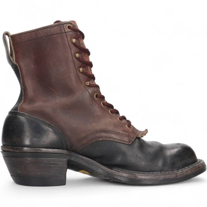 White's Quilted Tan Two-Tone Steel Toe Logger Boots, Size 10 1/2F Men's 28.5cm genuine leather brown type Vintage Second Hand