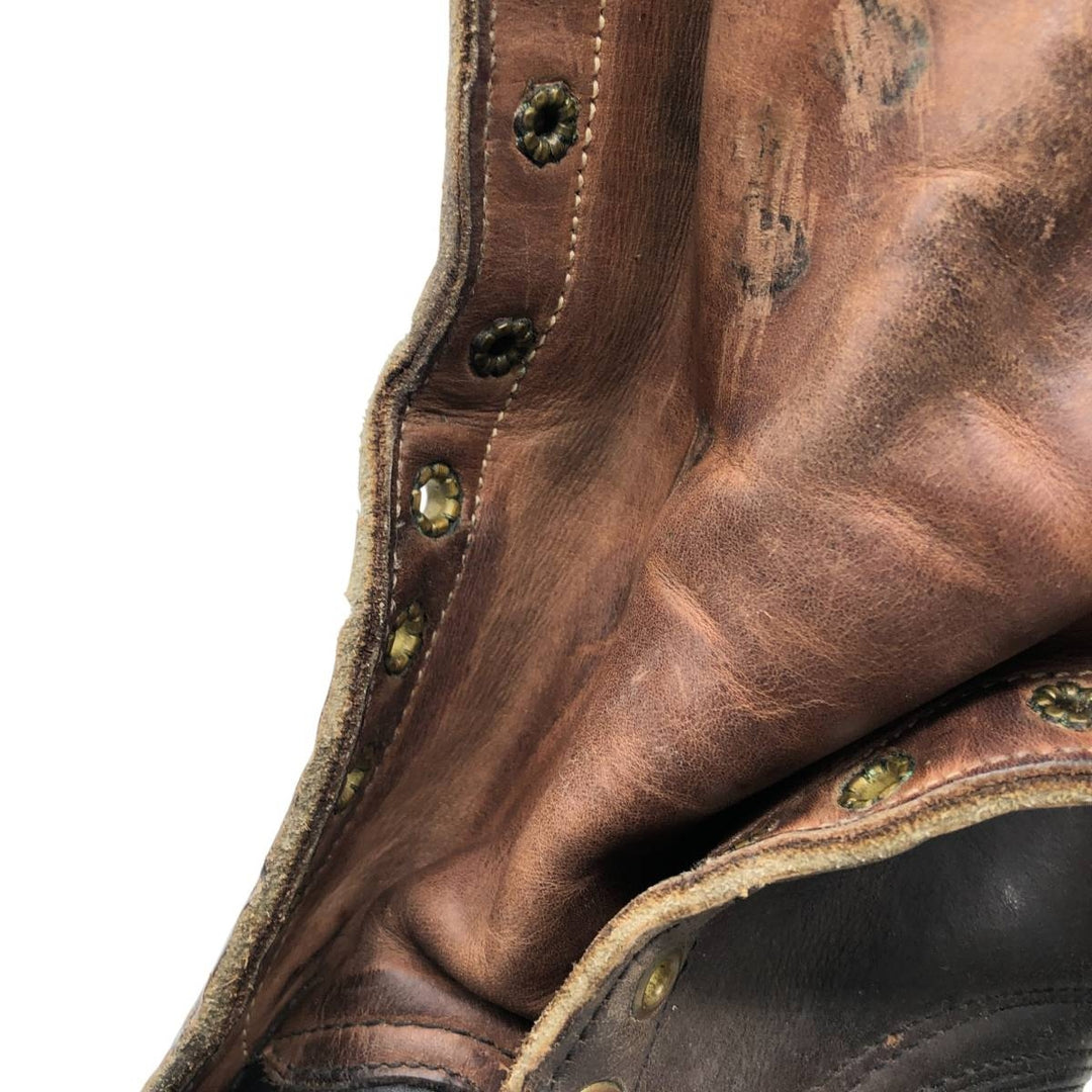 White's Quilted Tan Two-Tone Steel Toe Logger Boots, Size 10 1/2F Men's 28.5cm genuine leather brown type Vintage Second Hand