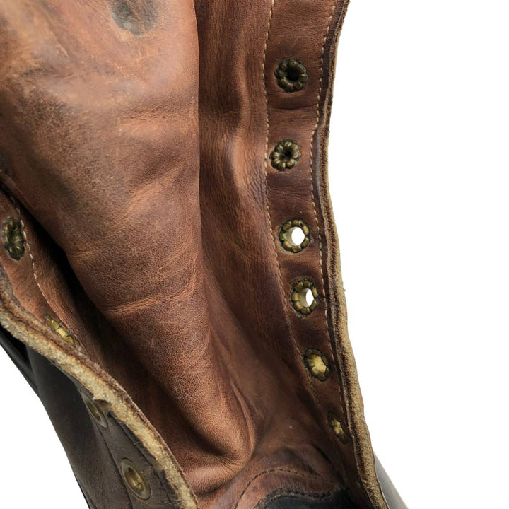 White's Quilted Tan Two-Tone Steel Toe Logger Boots, Size 10 1/2F Men's 28.5cm genuine leather brown type Vintage Second Hand