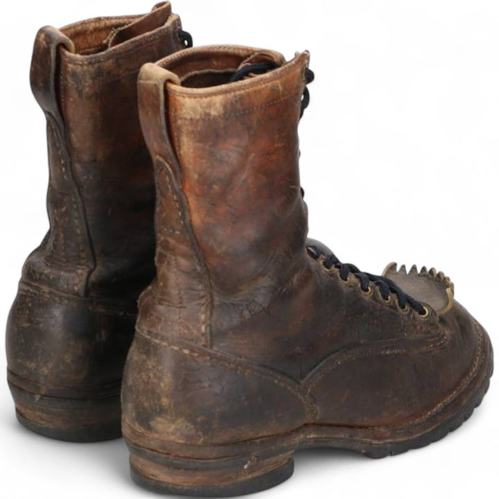 Quilted Tongue Logger Boots, Size 9 1/2C, Men's, 10.8" (Vintage) /svb001021 Men's 27.5cm genuine leather black type Vintage Second Hand