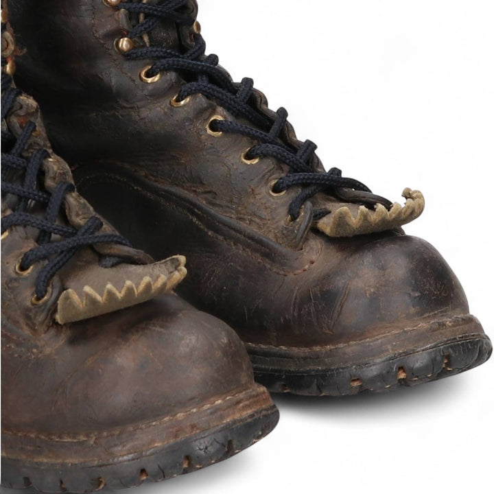 Quilted Tongue Logger Boots, Size 9 1/2C, Men's, 10.8" (Vintage) /svb001021 Men's 27.5cm genuine leather black type Vintage Second Hand