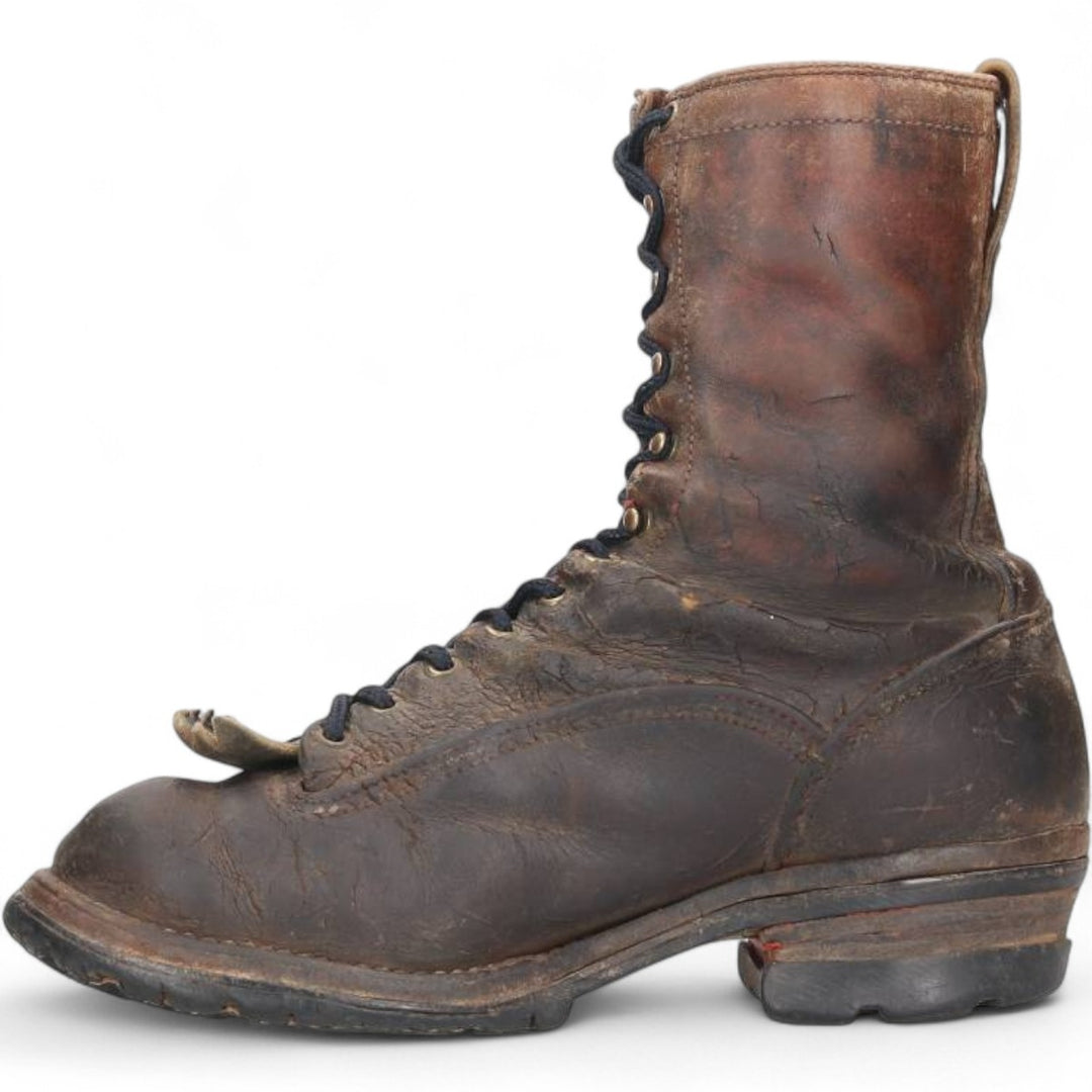 Quilted Tongue Logger Boots, Size 9 1/2C, Men's, 10.8" (Vintage) /svb001021 Men's 27.5cm genuine leather black type Vintage Second Hand