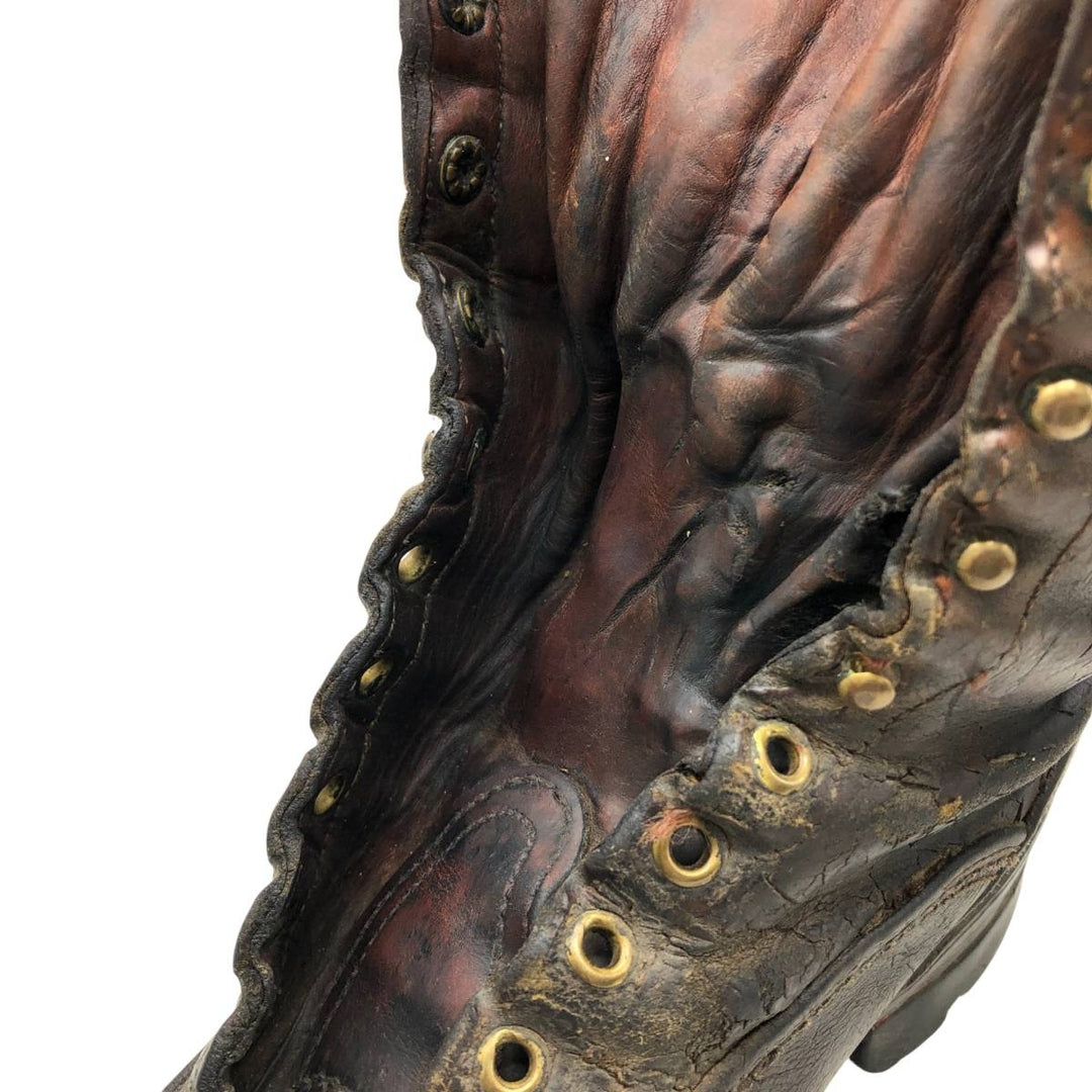 Quilted Tongue Logger Boots, Size 9 1/2C, Men's, 10.8" (Vintage) /svb001021 Men's 27.5cm genuine leather black type Vintage Second Hand