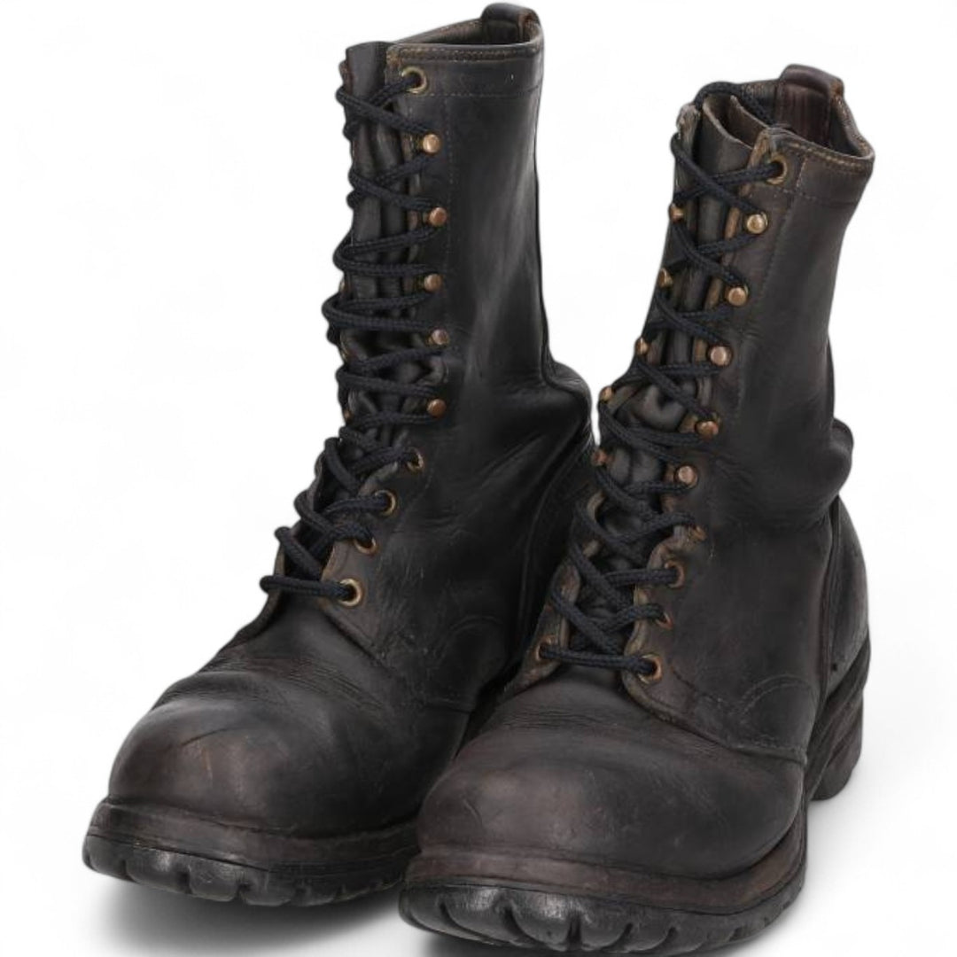 Men's Vintage Work Boots, Size 10.2" /svb001022 Men's 26.0cm genuine leather black type Vintage Second Hand