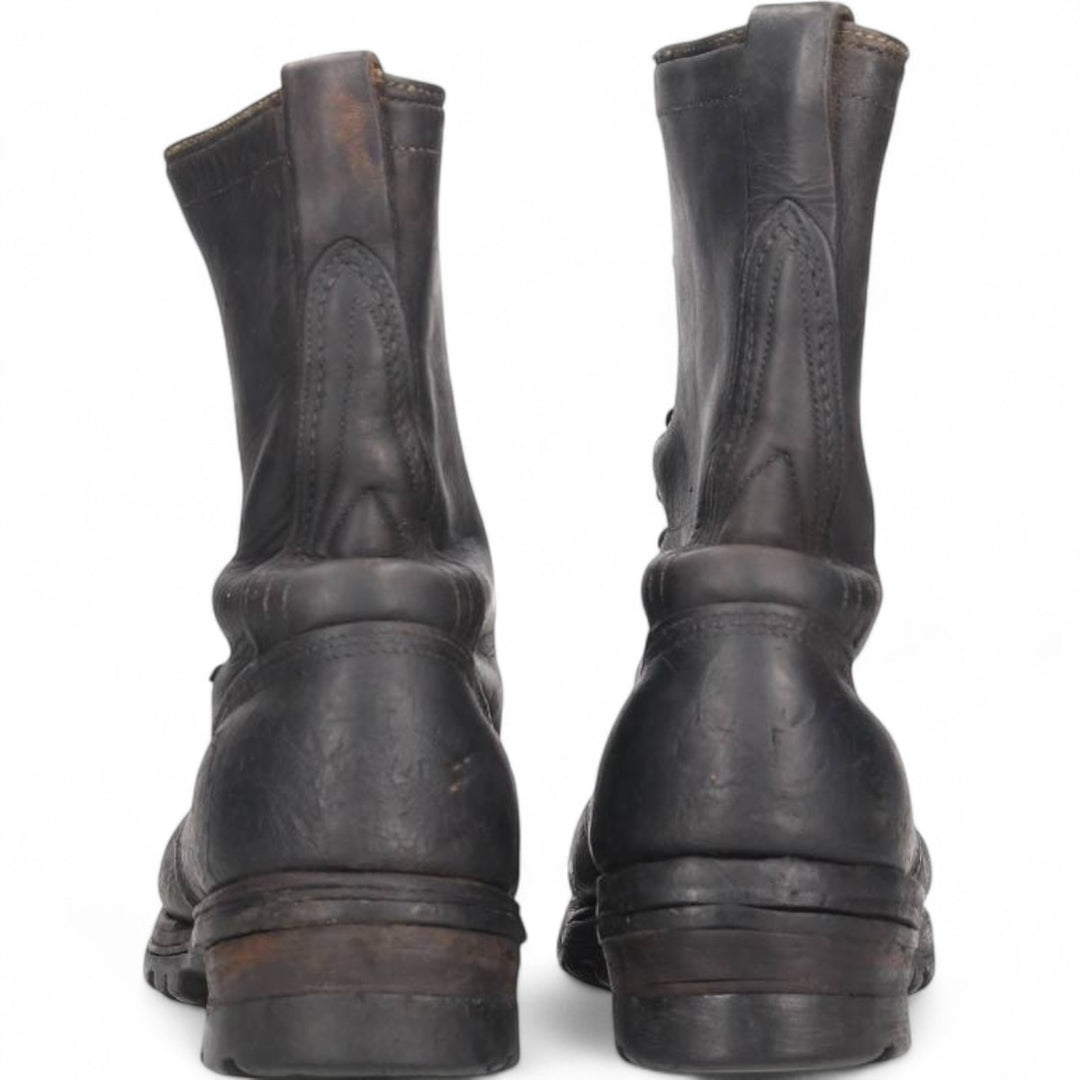 Men's Vintage Work Boots, Size 10.2" /svb001022 Men's 26.0cm genuine leather black type Vintage Second Hand