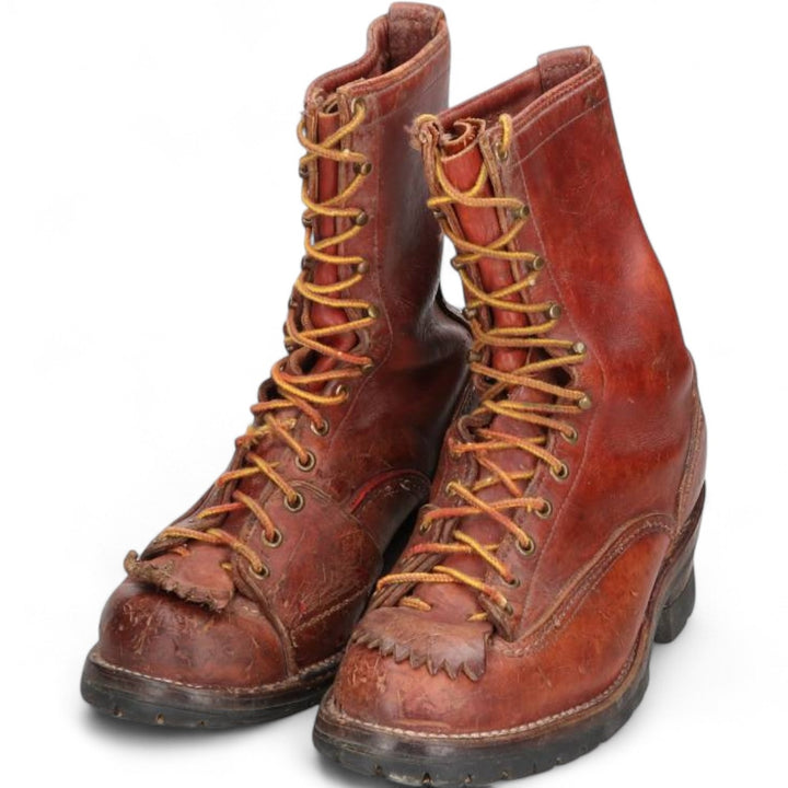 Wesco Quilted Tan Work Boots, Size 8C Men's 26.0cm genuine leather brown type Vintage Second Hand