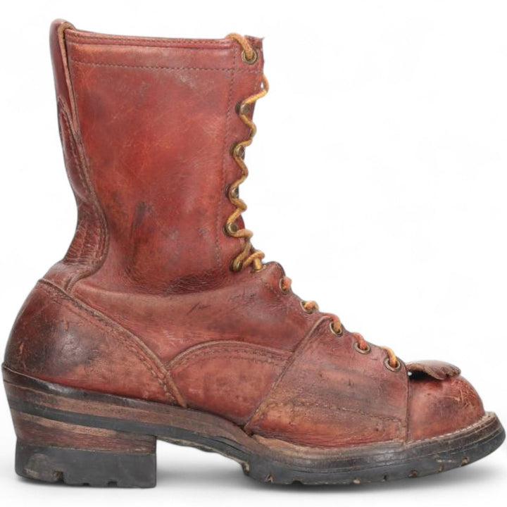 Wesco Quilted Tan Work Boots, Size 8C Men's 26.0cm genuine leather brown type Vintage Second Hand