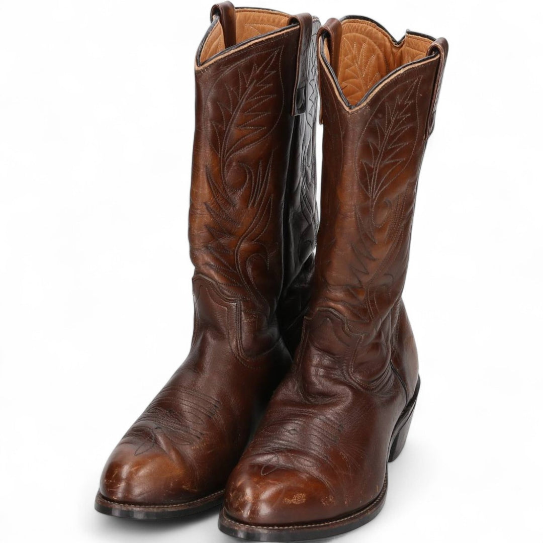 Vintage 1970s Red Wing 9801 Western Pecos Boots with all-over print and feather tag, Made in USA, Size 8 1/2 (Men's, equivalent to 10.4 inches) /svb001026 Men's 26.5cm genuine leather brown type Vintage Second Hand