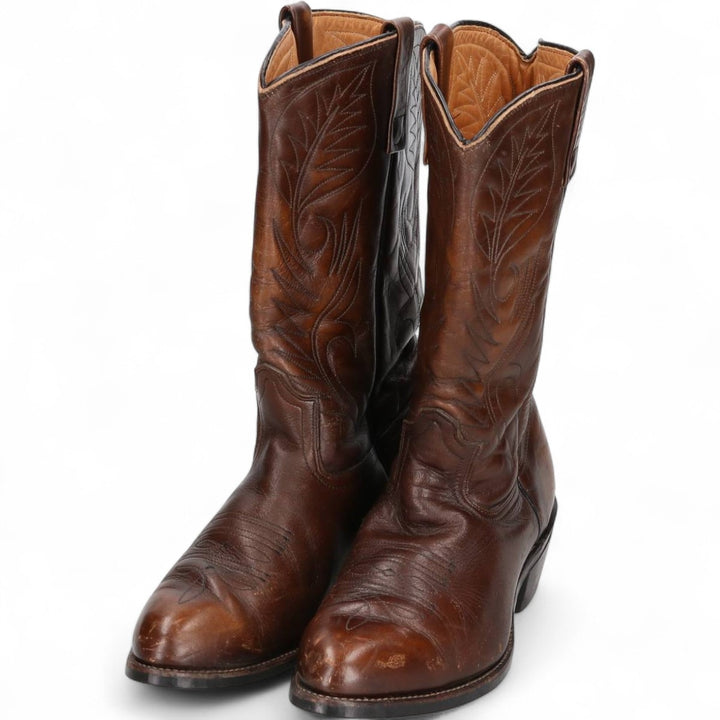 Vintage 1970s Red Wing 9801 Western Pecos Boots with all-over print and feather tag, Made in USA, Size 8 1/2 (Men's, equivalent to 10.4 inches) /svb001026 Men's 26.5cm genuine leather brown type Vintage Second Hand